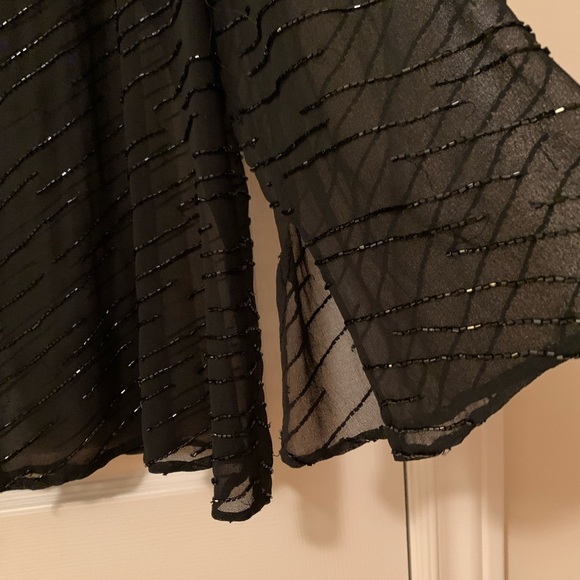 Black Beaded Chiffon Plus Blouse - Picture 2 of 3